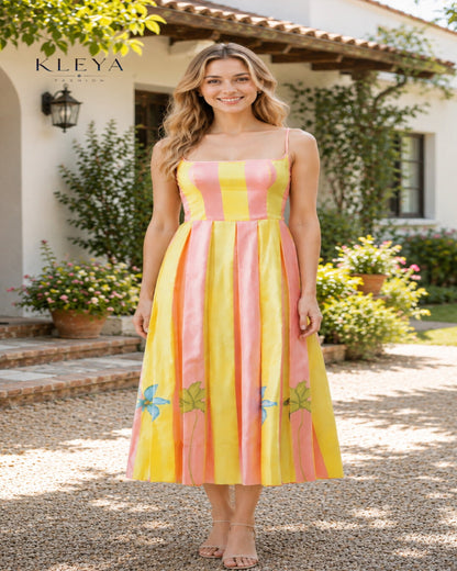 PRINTED BOX PLEATED MIDI DRESS (Copy) (Copy) (Copy)