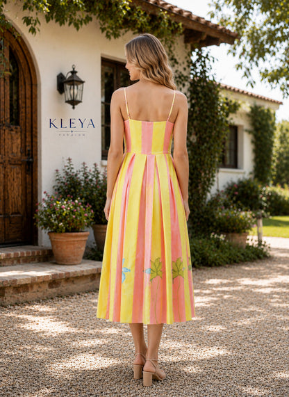 PRINTED BOX PLEATED MIDI DRESS (Copy) (Copy) (Copy)